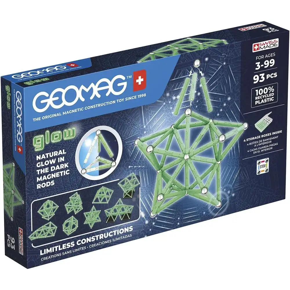 Geomag - Educational Natural Glow In The Dark Magnetic Rods 93 Pieces - 339