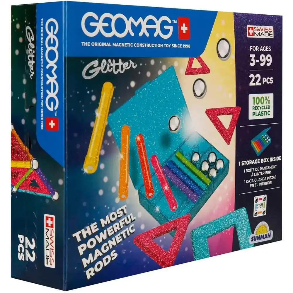 Geomag - Educational Glitter Panels And Magnetic Rods 22 Pieces - 534