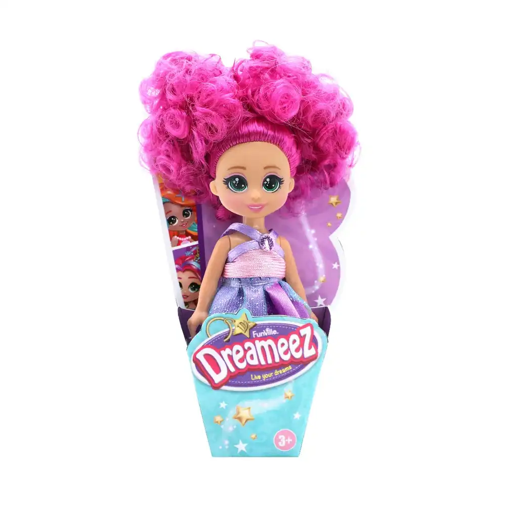 FunVille - Dreameez Fairy Doll with Curly Purple Hair & Glitter Light Blue Dress - 81041