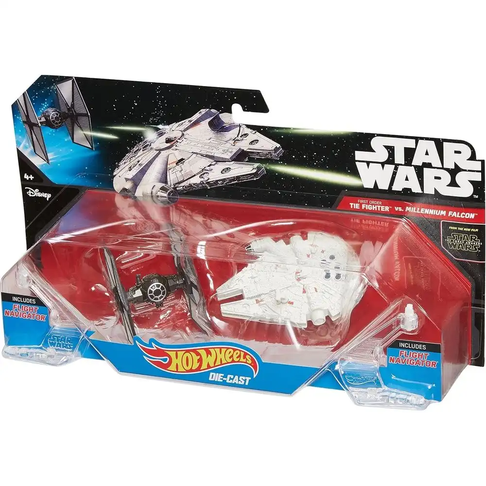 Mattel - Hot Wheels Star Wars: The Force Awakens First Order TIE Fighter vs. Millennium Falcon Starship 2-Pack - CGW95